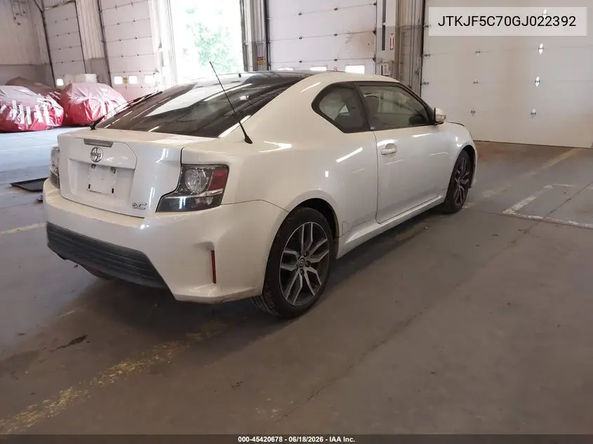 2016 Scion Tc VIN: JTKJF5C70GJ022392 Lot: 45420678