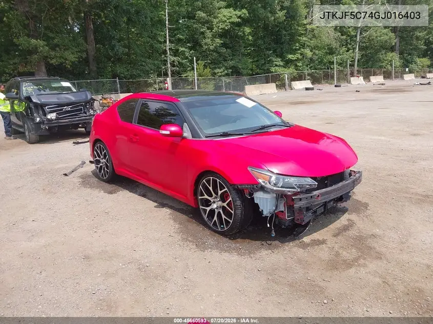 2016 Scion Tc VIN: JTKJF5C74GJ016403 Lot: 45660593