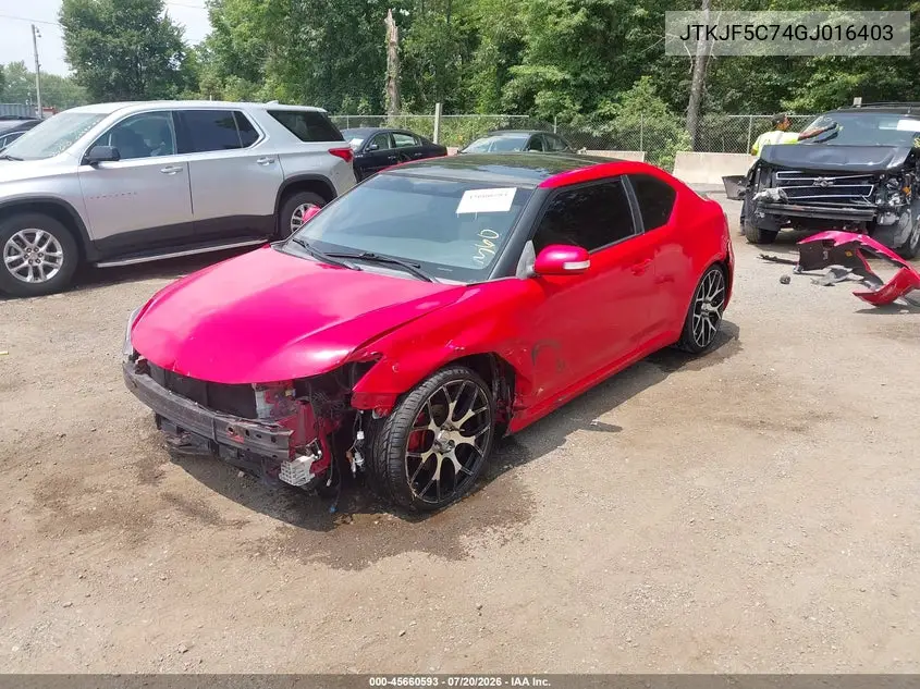 2016 Scion Tc VIN: JTKJF5C74GJ016403 Lot: 45660593