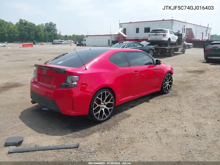 2016 Scion Tc VIN: JTKJF5C74GJ016403 Lot: 45660593