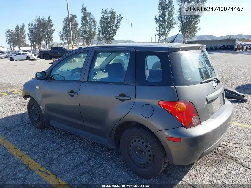 2004 Scion Xa VIN: JTKKT624740074467 Lot: 44276444