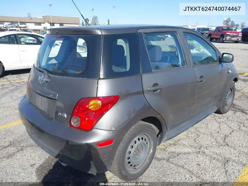 2004 Scion Xa VIN: JTKKT624740074467 Lot: 44276444