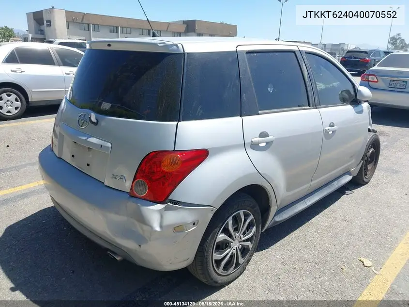 2004 Scion Xa VIN: JTKKT624040070552 Lot: 45134129
