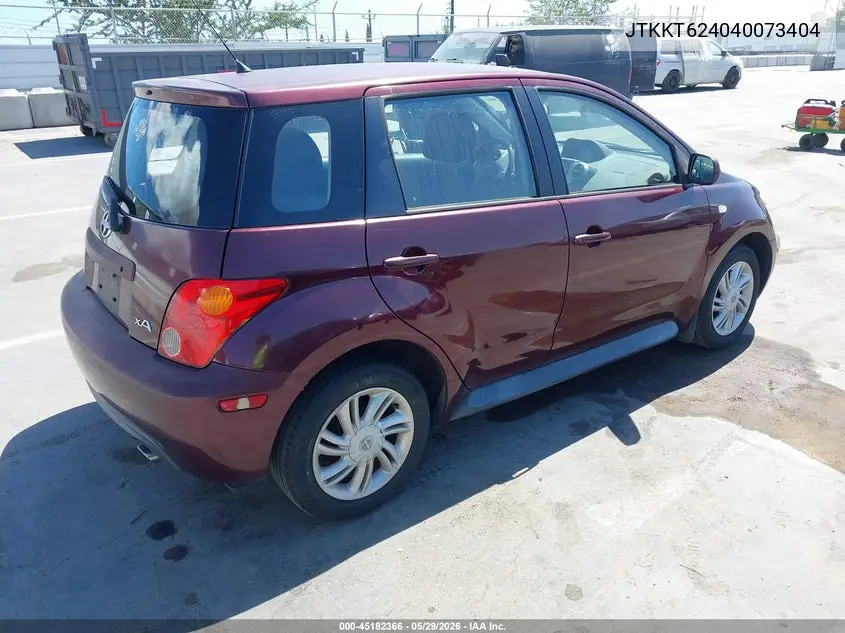 2004 Scion Xa VIN: JTKKT624040073404 Lot: 45182366