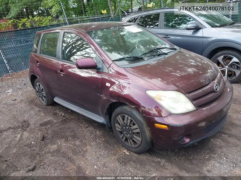 2004 Scion Xa VIN: JTKKT624040078103 Lot: 45528251