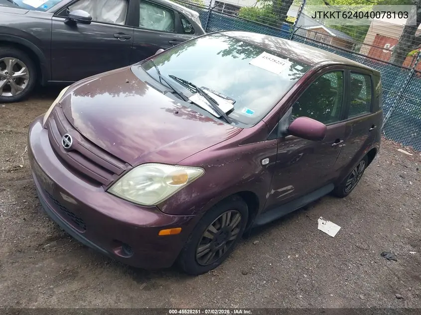 2004 Scion Xa VIN: JTKKT624040078103 Lot: 45528251