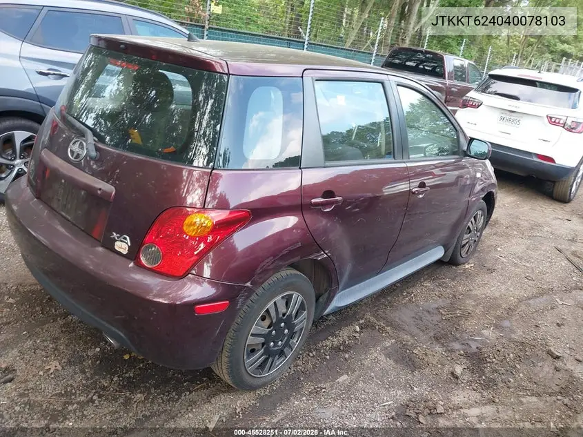 2004 Scion Xa VIN: JTKKT624040078103 Lot: 45528251
