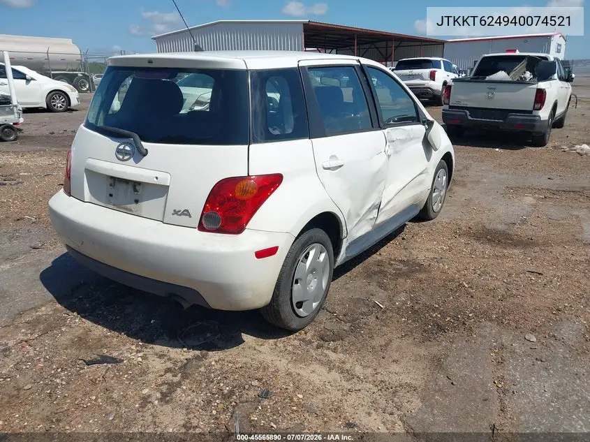 2004 Scion Xa VIN: JTKKT624940074521 Lot: 45565890