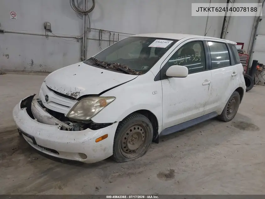 2004 Scion Xa VIN: JTKKT624140078188 Lot: 45642365