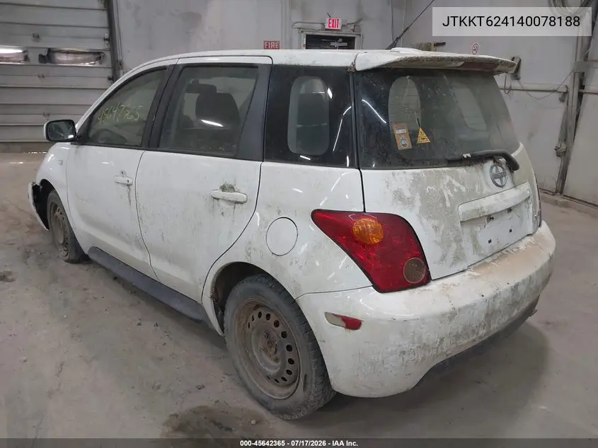 2004 Scion Xa VIN: JTKKT624140078188 Lot: 45642365
