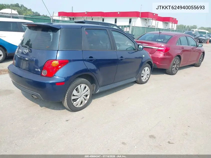 2004 Scion Xa VIN: JTKKT624940055693 Lot: 45664347