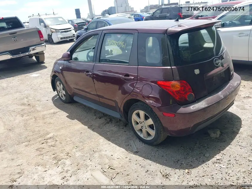 2005 Scion Xa VIN: JTKKT624750080674 Lot: 45307461