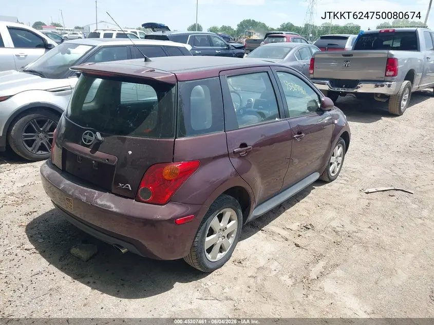 2005 Scion Xa VIN: JTKKT624750080674 Lot: 45307461