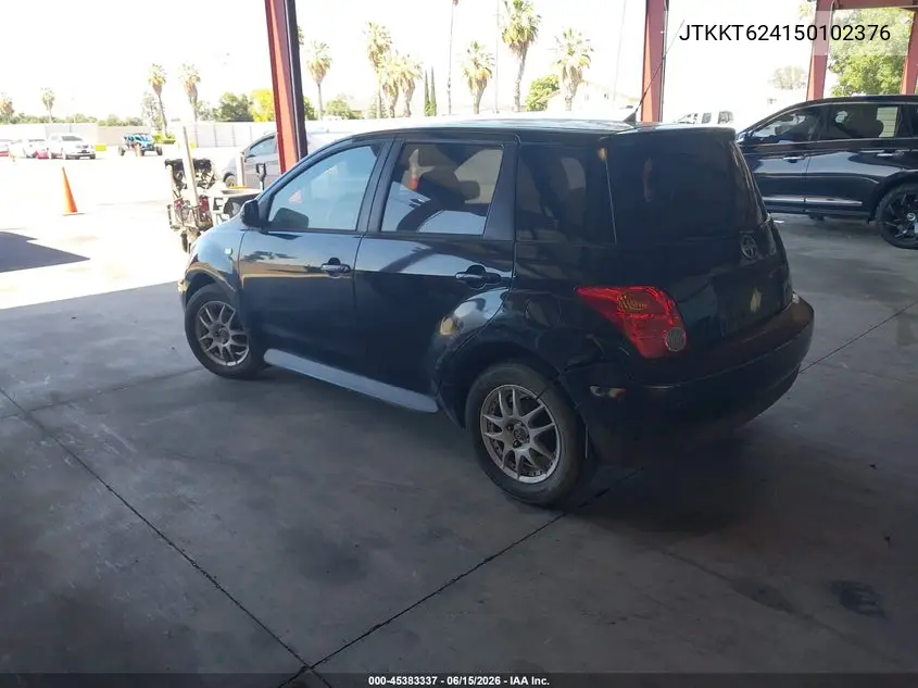 2005 Scion Xa VIN: JTKKT624150102376 Lot: 45383337