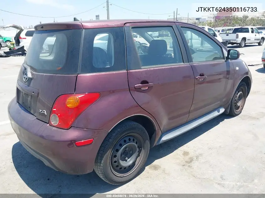 2005 Scion Xa VIN: JTKKT624350116733 Lot: 45458076