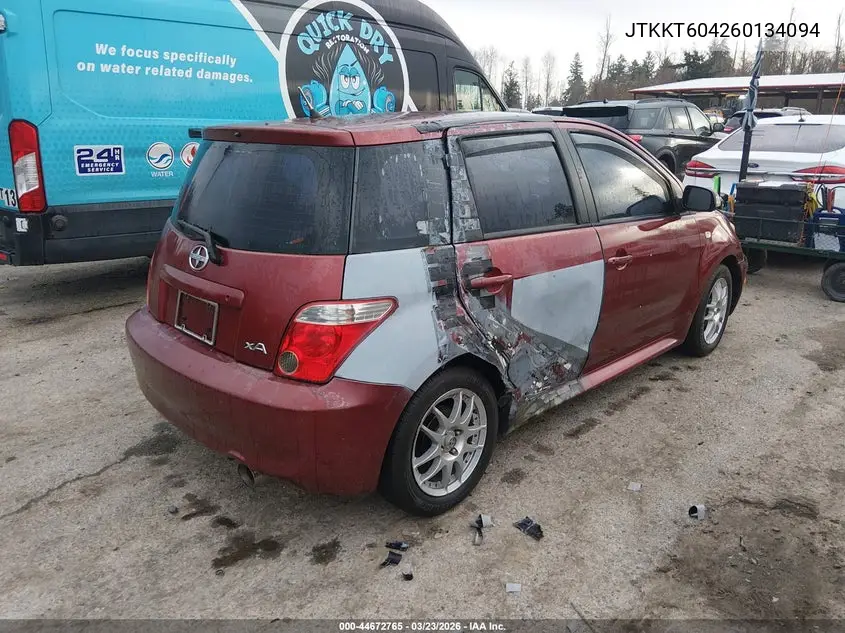 2006 Scion Xa VIN: JTKKT604260134094 Lot: 44672765