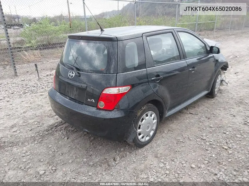 2006 Scion Xa VIN: JTKKT604X65020086 Lot: 44847680