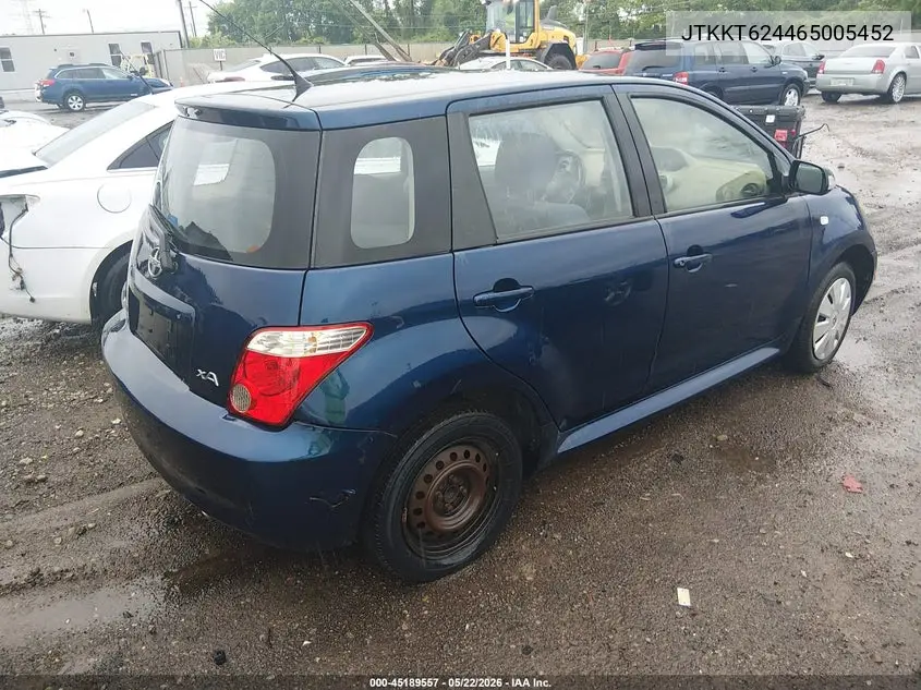 2006 Scion Xa VIN: JTKKT624465005452 Lot: 45189557