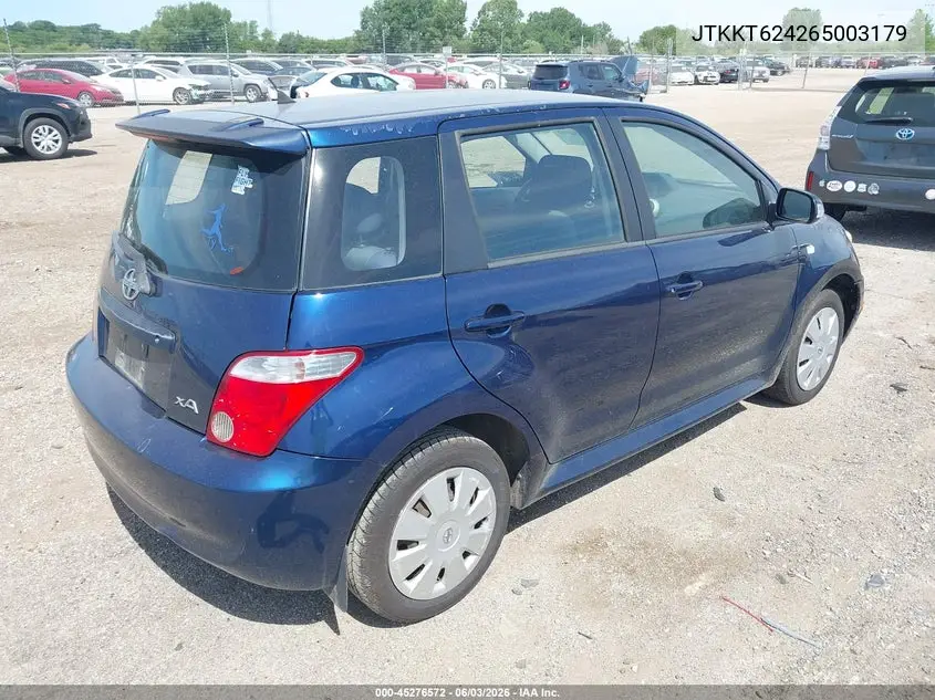 2006 Scion Xa VIN: JTKKT624265003179 Lot: 45276572