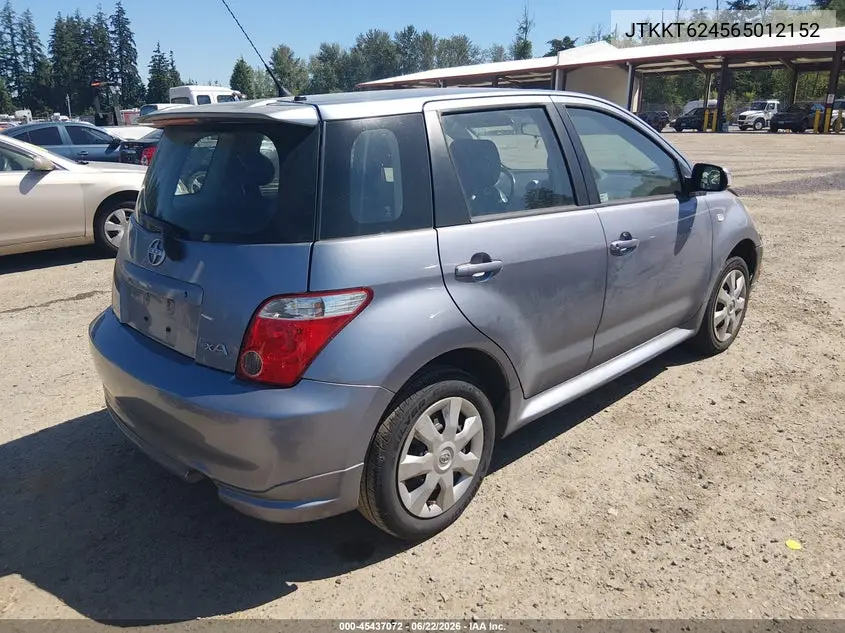 2006 Scion Xa VIN: JTKKT624565012152 Lot: 45437072