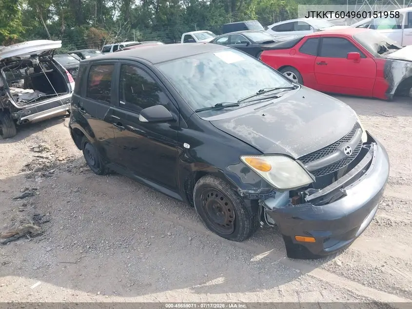 2006 Scion Xa VIN: JTKKT604960151958 Lot: 45659071