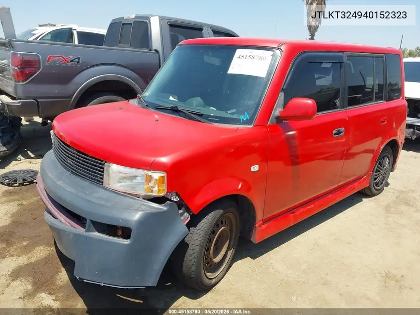 2004 Scion Xb VIN: JTLKT324940152323 Lot: 45158780