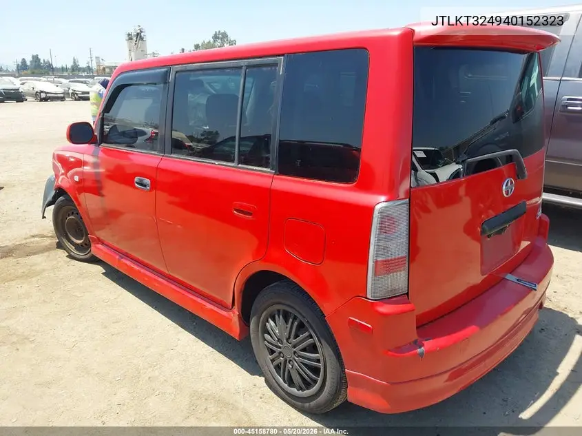 2004 Scion Xb VIN: JTLKT324940152323 Lot: 45158780
