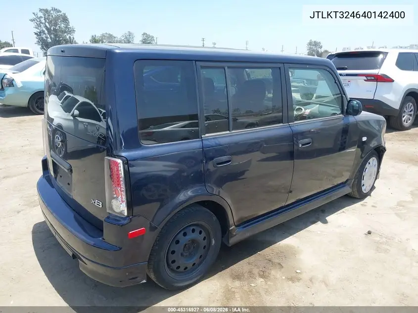 2004 Scion Xb VIN: JTLKT324640142400 Lot: 45316927