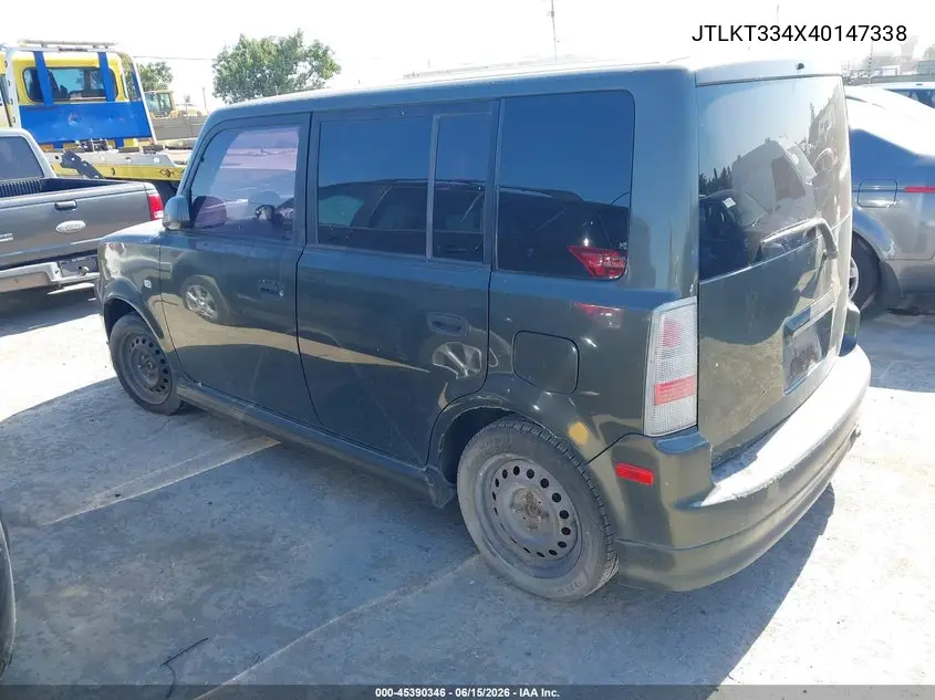 2004 Scion Xb VIN: JTLKT334X40147338 Lot: 45390346