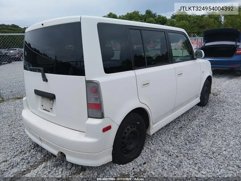 2005 Scion Xb VIN: JTLKT324954004392 Lot: 45617965