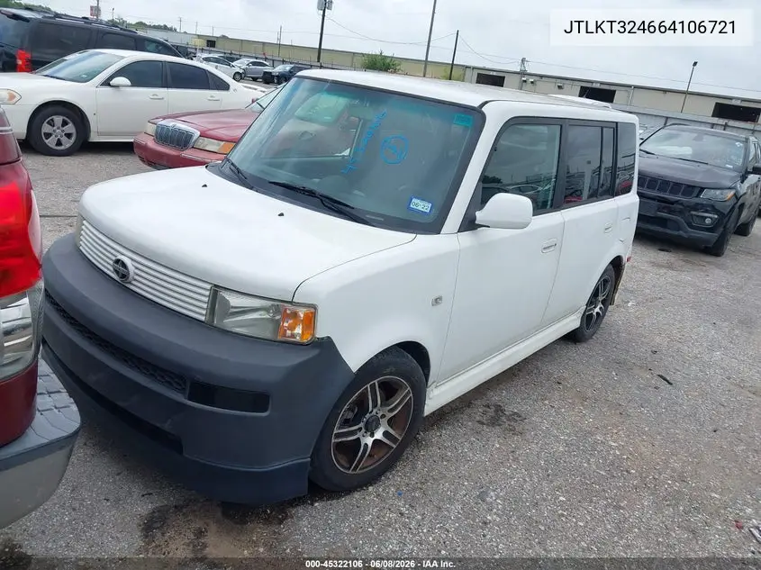 2006 Scion Xb VIN: JTLKT324664106721 Lot: 45322106