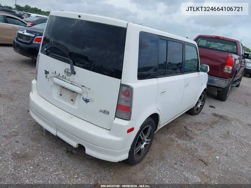 2006 Scion Xb VIN: JTLKT324664106721 Lot: 45322106