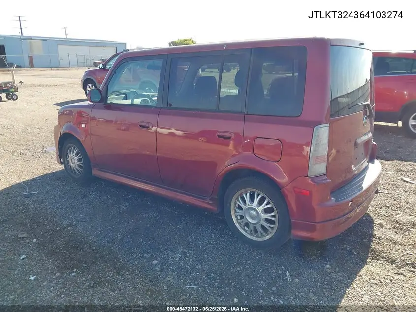 2006 Scion Xb VIN: JTLKT324364103274 Lot: 45472132
