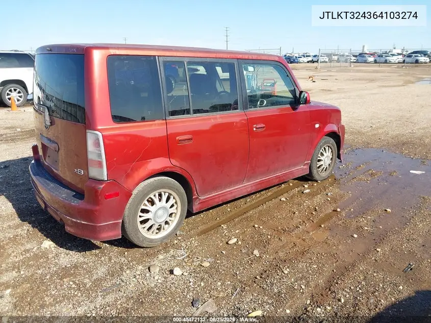 2006 Scion Xb VIN: JTLKT324364103274 Lot: 45472132