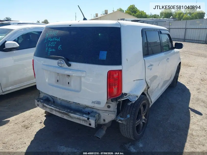 2008 Scion Xb VIN: JTLKE50E581040894 Lot: 45551210