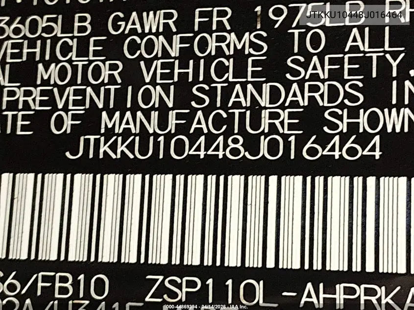 2008 Scion Xd VIN: JTKKU10448J016464 Lot: 44869394