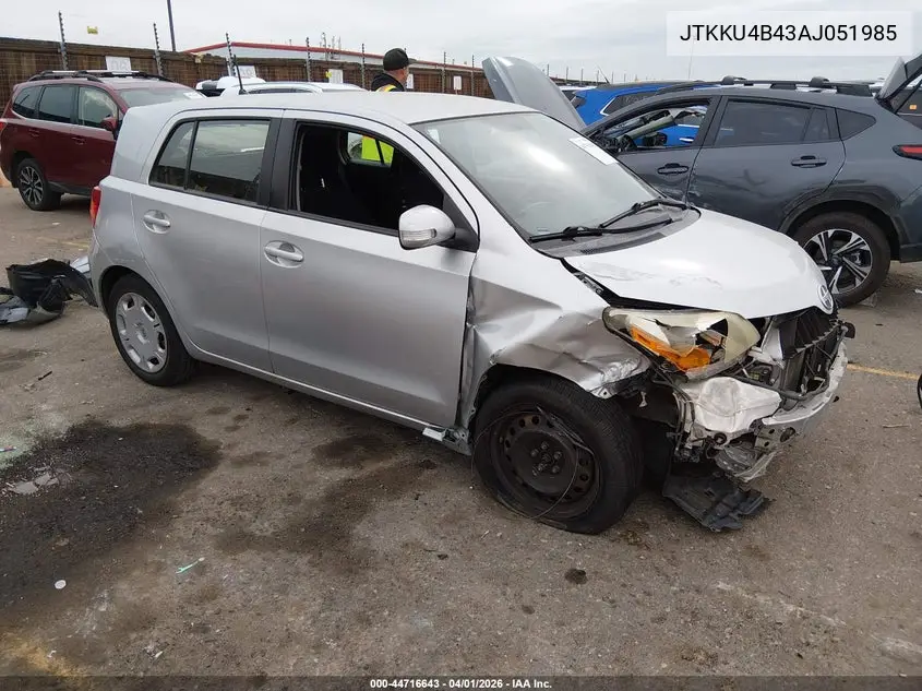 2010 Scion Xd VIN: JTKKU4B43AJ051985 Lot: 44716643