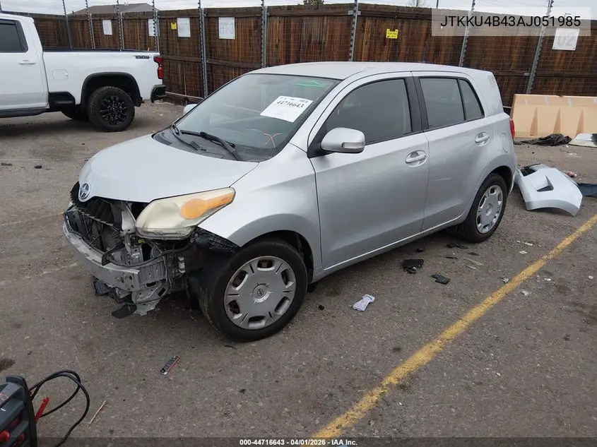 2010 Scion Xd VIN: JTKKU4B43AJ051985 Lot: 44716643