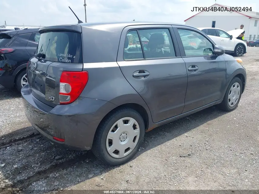 2010 Scion Xd VIN: JTKKU4B40AJ052494 Lot: 45371684