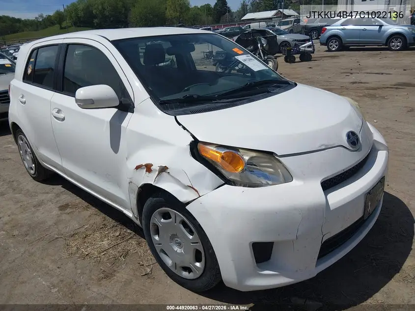2012 Scion Xd VIN: JTKKU4B47C1022136 Lot: 44920063