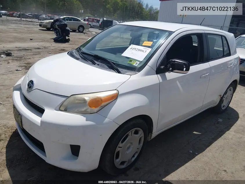 2012 Scion Xd VIN: JTKKU4B47C1022136 Lot: 44920063