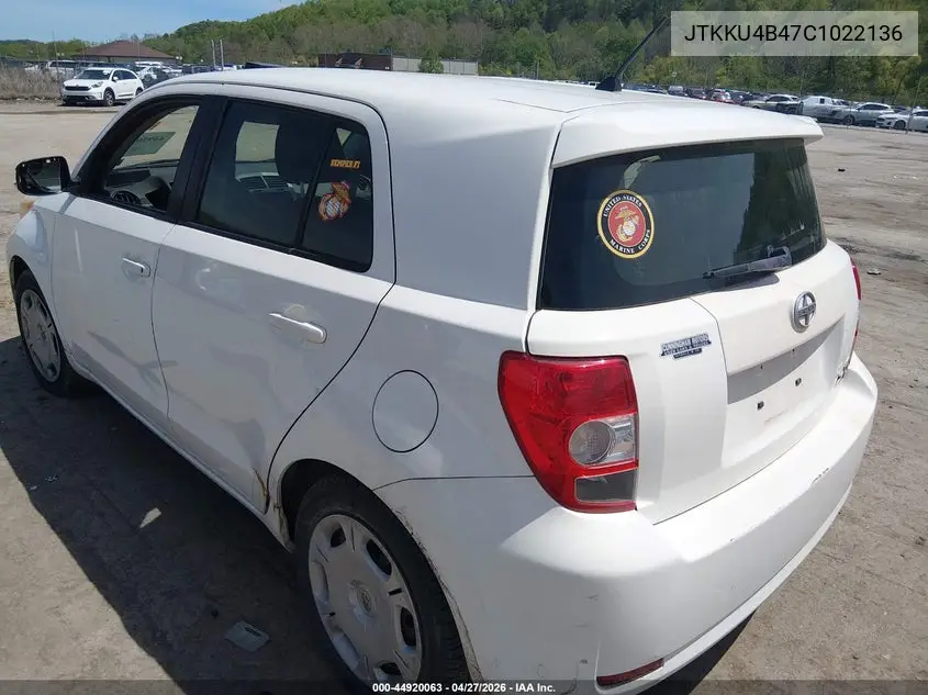 2012 Scion Xd VIN: JTKKU4B47C1022136 Lot: 44920063