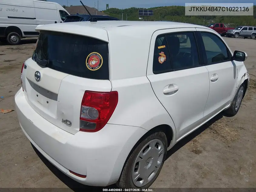 2012 Scion Xd VIN: JTKKU4B47C1022136 Lot: 44920063