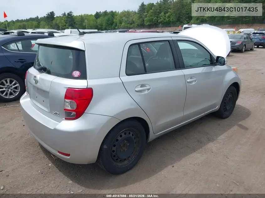 2012 Scion Xd VIN: JTKKU4B43C1017435 Lot: 45187886