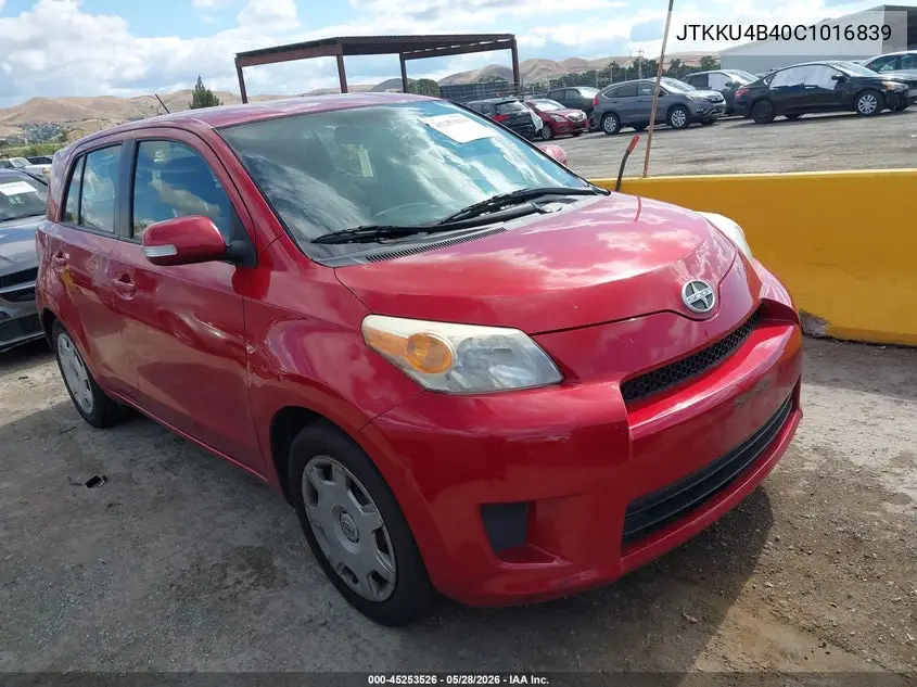 2012 Scion Xd VIN: JTKKU4B40C1016839 Lot: 45253526