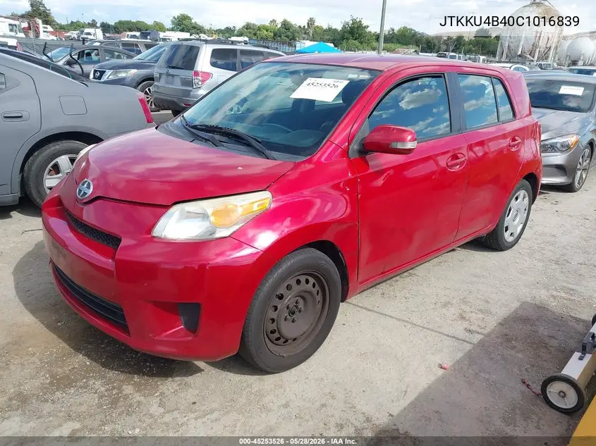 2012 Scion Xd VIN: JTKKU4B40C1016839 Lot: 45253526