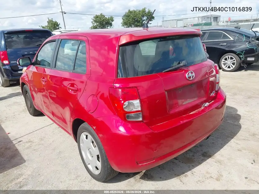2012 Scion Xd VIN: JTKKU4B40C1016839 Lot: 45253526