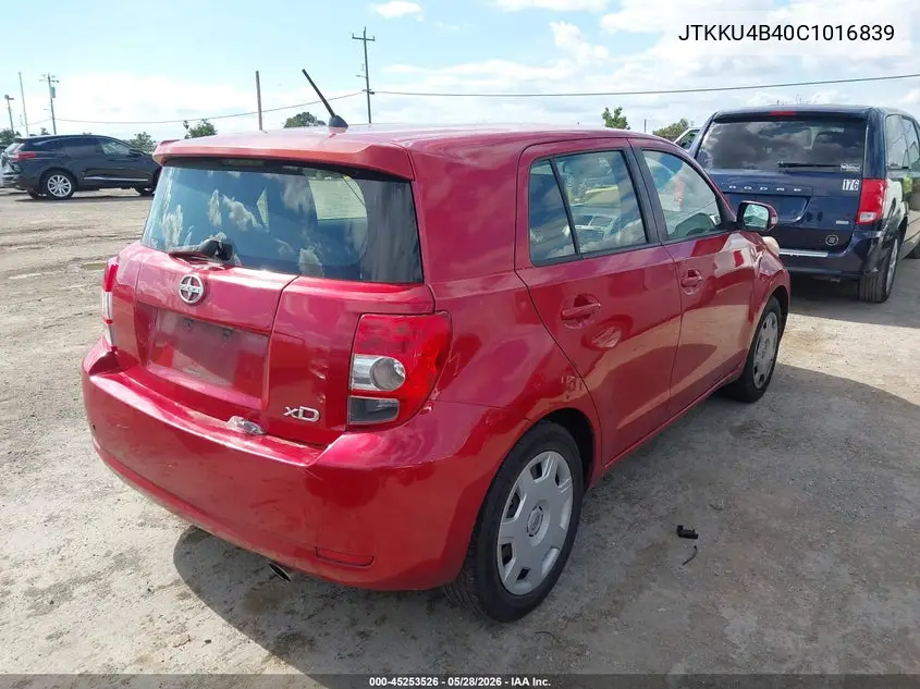 2012 Scion Xd VIN: JTKKU4B40C1016839 Lot: 45253526
