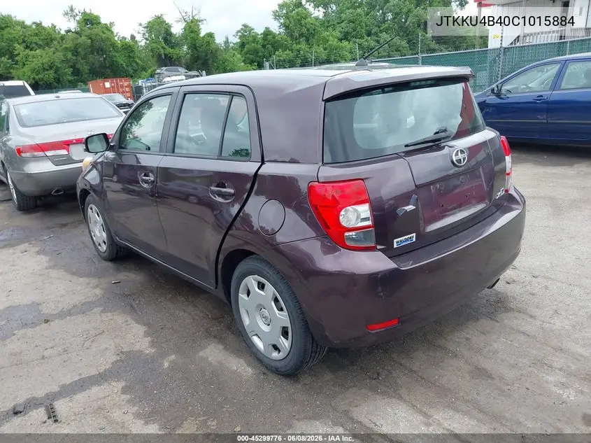 2012 Scion Xd VIN: JTKKU4B40C1015884 Lot: 45299776