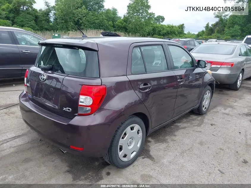2012 Scion Xd VIN: JTKKU4B40C1015884 Lot: 45299776